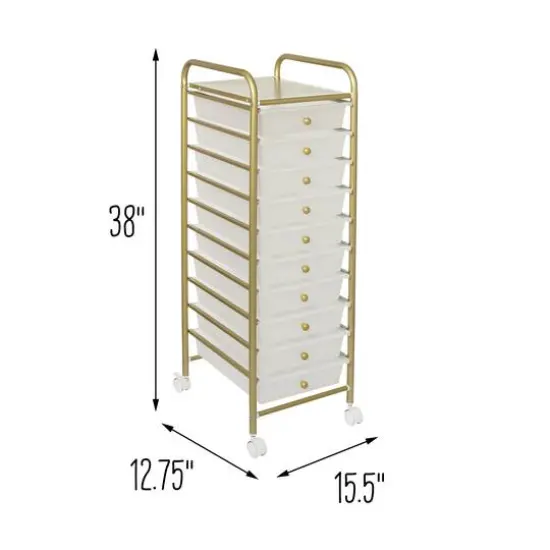 Honey Can Do 10-Drawer Gold Rolling Storage Cart {9}