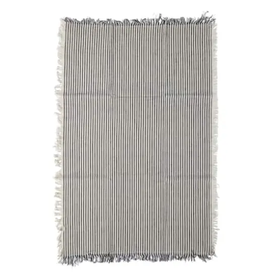 Hello Honey&reg; Natural & Black Stripes Woven Cotton Tea Towels with Fringe Set {9}