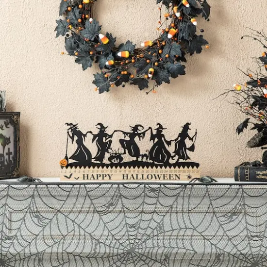 Glitzhome&reg; 18" Halloween Dancing Witch Silhouette Countdown Table Sign {4}