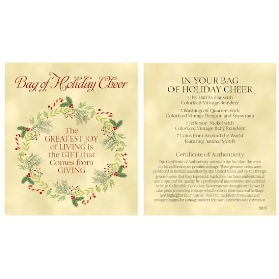 Animal Coins From Around The World And Colorized Christmas Coins In Snowman Canvas Bag {5}