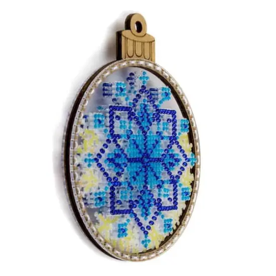 Wonderland Crafts Pink & Blue Snowflake Ball Ornament Bead Embroidery Kit {4}