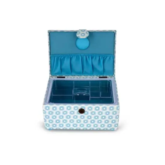 Dritz&reg; Blue Retro Small Rectangular Sewing Basket {4}