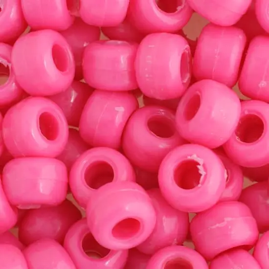 John Bead 9mm Opaque Plastic Pony Beads, 1,000ct. Hot Pink {1}