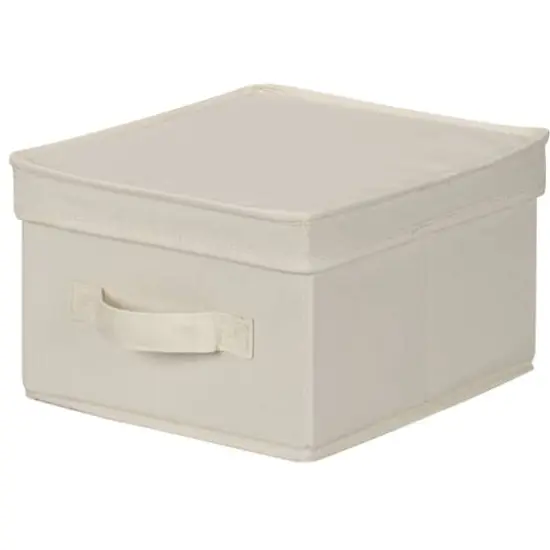 Household Essentials Medium Natural Canvas Storage Bin with Lid {10}