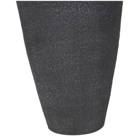 20" Black Ceramic Textured Vase {6}
