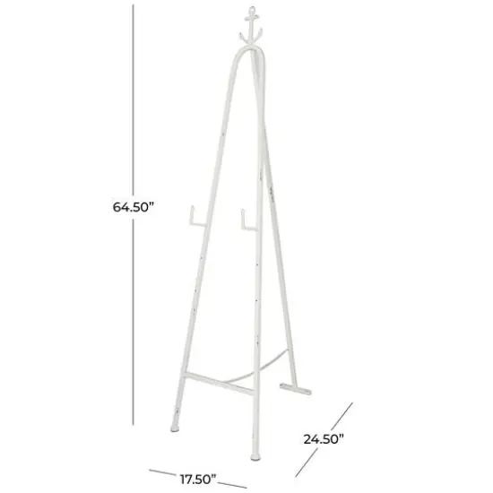 5.5ft. 3-Tier Adjustable White Metal Anchor Easel with Foldable Stand and Chain Support {10}