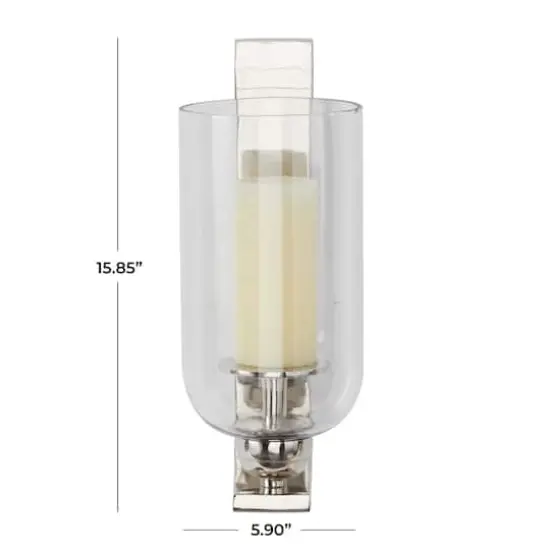 Silver Aluminum Modern Wall Sconce, 6" x 8" x 16" {7}