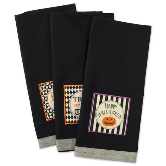 DII® Black All Hallows Eve Halloween Embellished Dishtowel Set {6}