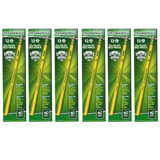 Ticonderoga&reg; Pencils with Erasers, 6 Packs of 12 {1}