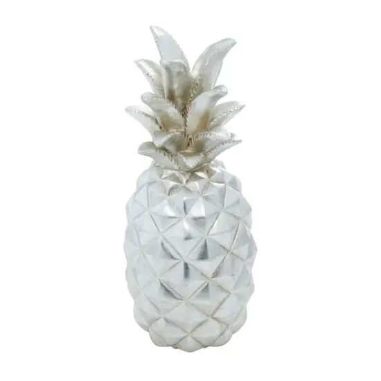 Silver Polystone Traditional Decorative Pineapple, 14" x 6" x 6" {3}