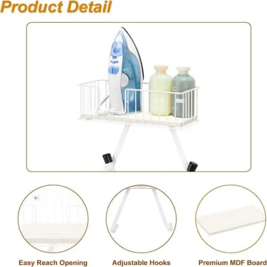 NEX&trade; Wall Mounted Ironing Board Hanger for T-Leg with Storage Basket White {5}