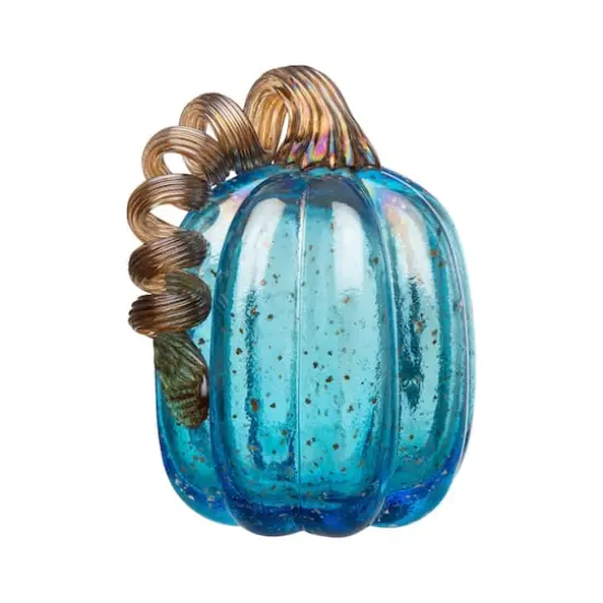 Glitzhome&reg; Blue Glass Pumpkin Set {6}