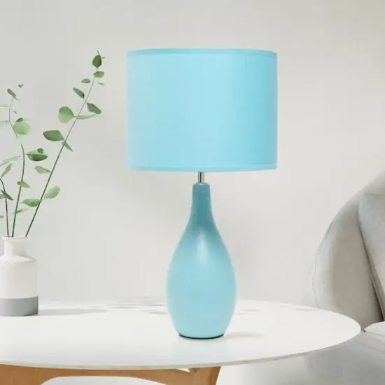 Creekwood Home Essentix 18" Ceramic Dewdrop Table Lamp Blue {5}