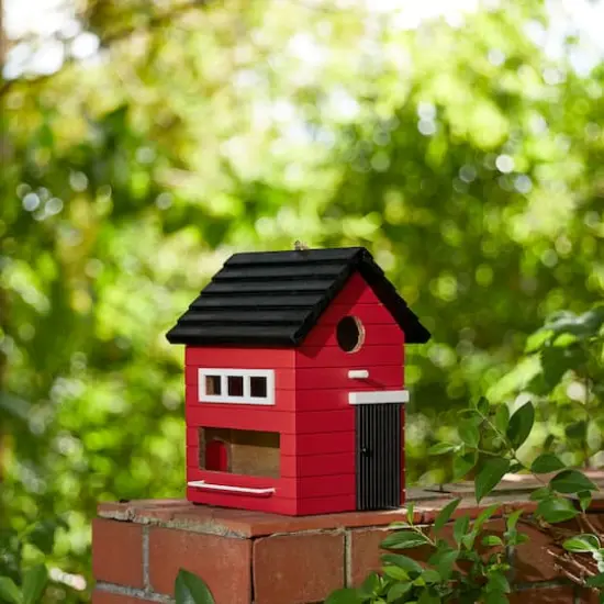 Glitzhome&reg; 10.25" Modern Red Wood Garden Birdhouse {4}