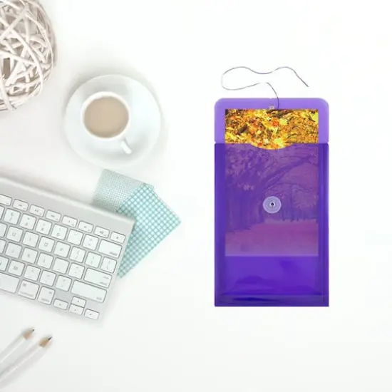 JAM Paper 6.25" x 9.25" Button & String Tie Closure Plastic Envelopes, 12ct. Purple {7}