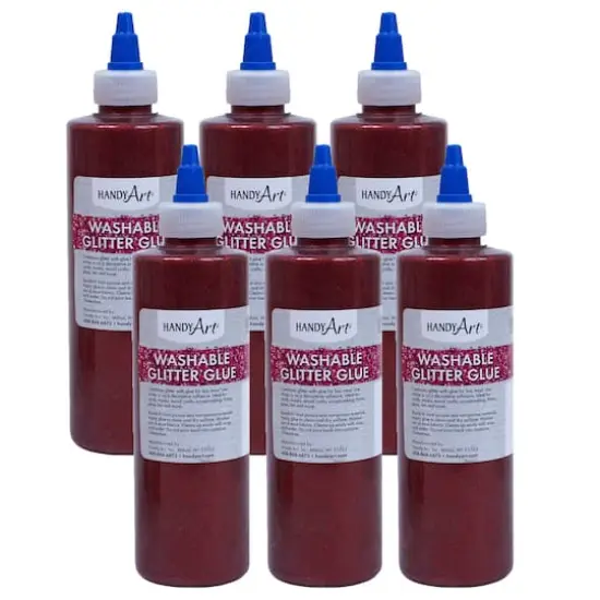 Handy Art&reg; 8oz. Washable Glitter Glue, 6ct. Red {1}