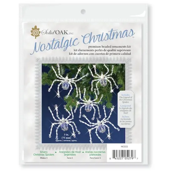 Solid Oak Nostalgic Christmas Silvery Christmas Spiders Beaded Crystal Ornament Kit {1}