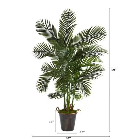 5.75ft. Areca Palm Tree in Decorative Metal Pail with Rope {3}