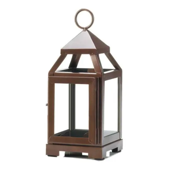 8.75" Copper Mini Contemporary Lantern {1}