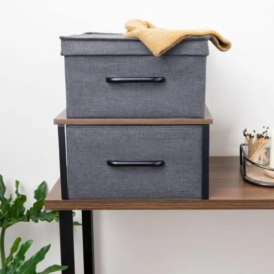 Household Essentials Stacking Storage Boxes Set Gray {4}