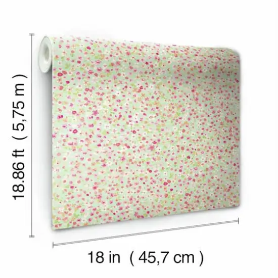 RoomMates Petite Floral Peel & Stick Wallpaper Green and Pink {9}