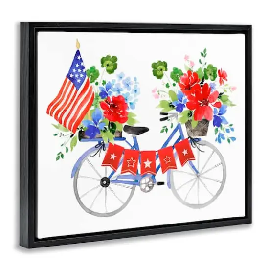 Stupell Industries Floral Americana Bicycle Floater Framed Art Black {4}