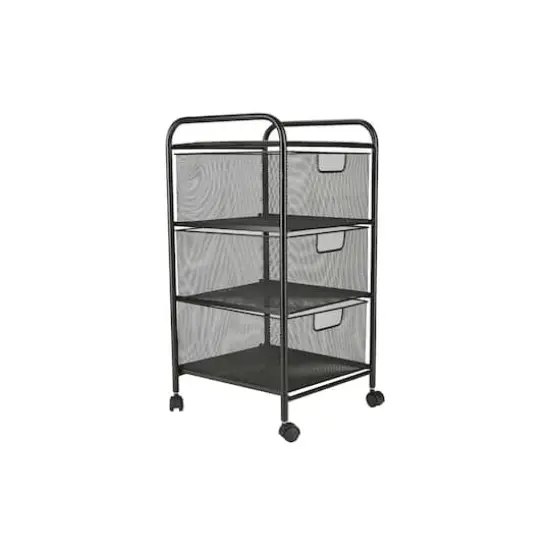 Mind Reader Black 3 Drawer Mesh Rolling Cart {1}