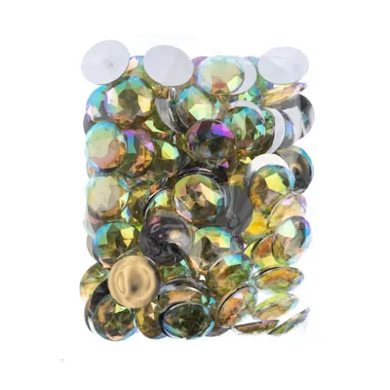 John Bead 25mm AB Acrylic Round Flat Back Rhinestones, 100ct. Yellow AB {4}