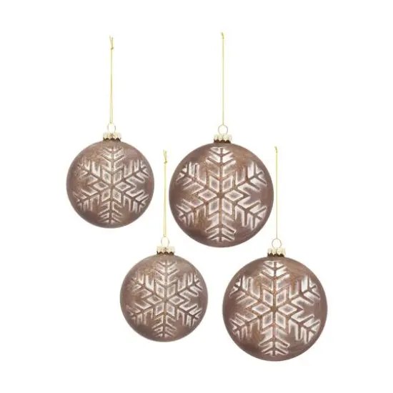 4 Pack Whitewashed Brown Ball Glass Ornaments {5}