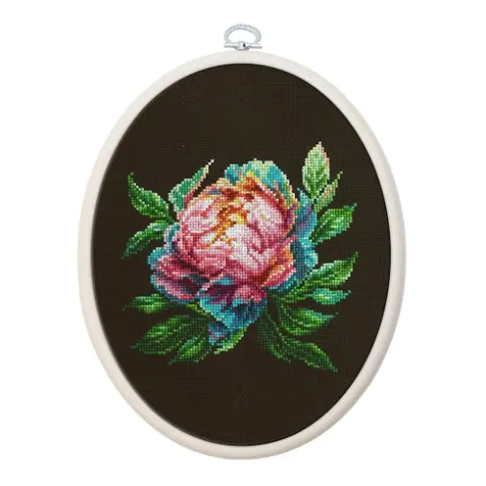 Luca-S Abalone Pearl Peony Counted Cross Stitch Kit with Display Hoop {1}