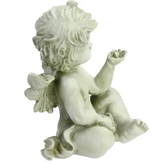 7.8" Cherub Angel with Baby Bird Outdoor Garden Statue {6}