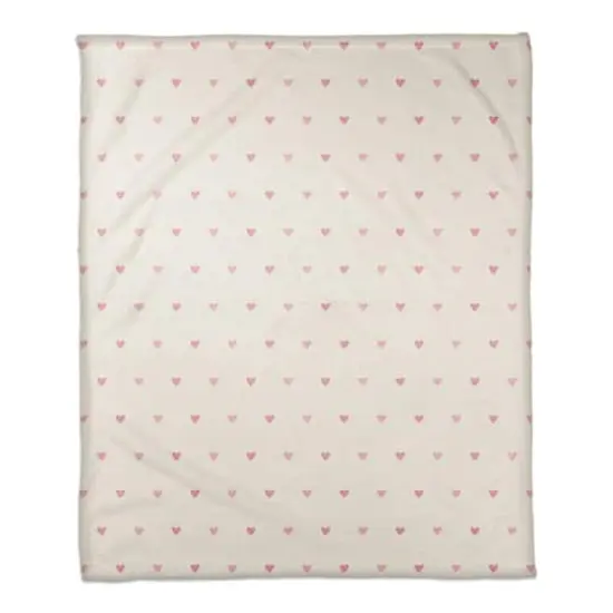 Simple Heart Pattern 50" x 60" Coral Fleece Blanket {1}