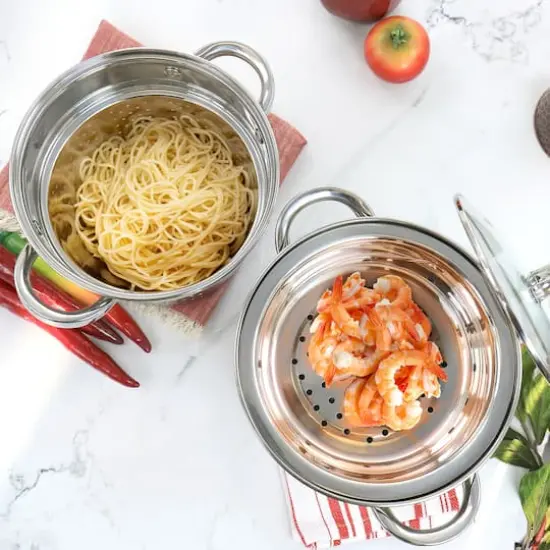 Oster Sangerfield 5qt. Stainless Steel Pasta Pot with Steamer Insert and Basket {3}