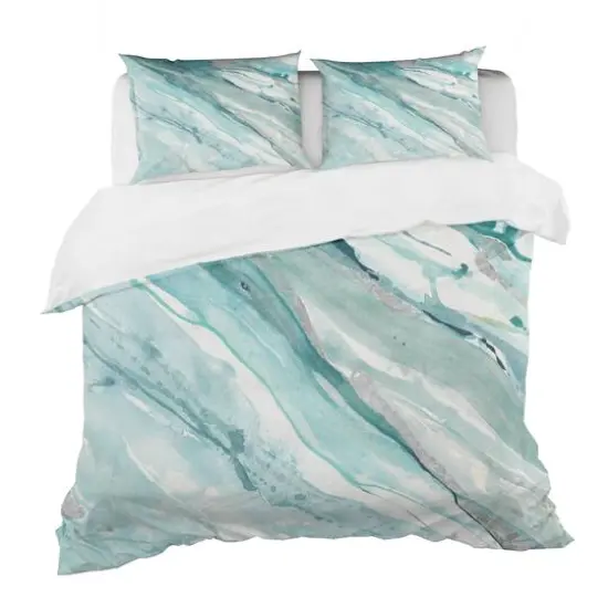 Designart Silver Springs II Blue Green Farmhouse Duvet Cover Set {1}