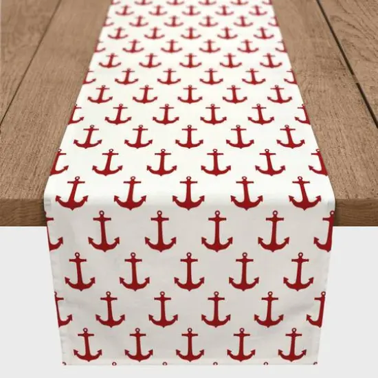 Anchors Indoor/Outdoor Table Runner Red on White {4}