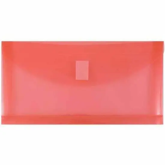 JAM Paper 5.25" x 10" Red PlaHook & Loop Closure Booklet Envelopes with 1.25" Expansion, 108ct. {1}