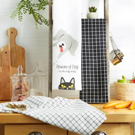 Beware Of Dog & Cat Dishtowel (Set of 3) {6}