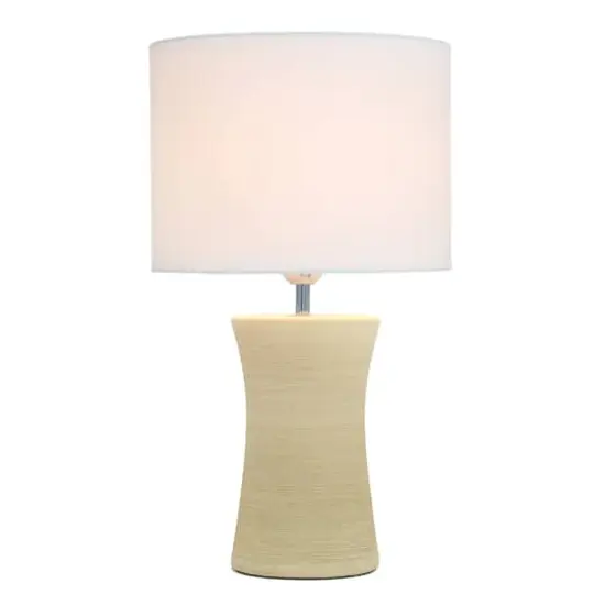 Simple Designs White Shade Ceramic Hourglass Table Lamp Beige {3}