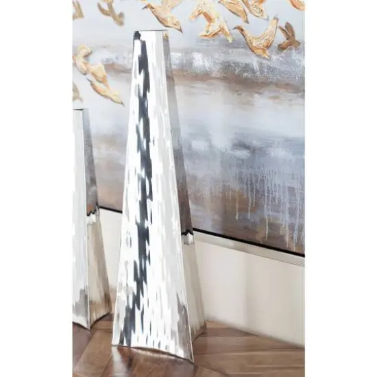 22" Silver Stainless Steel Industrial Vase {7}