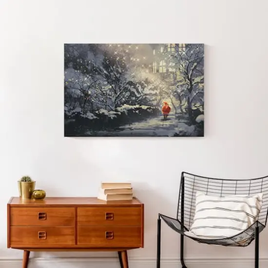 Santa Walking in the Snow Canvas Wall Art {5}