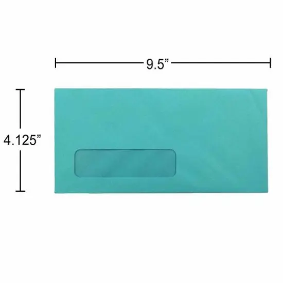 JAM Paper 4" x 9.5" Colored Business Window Envelopes, 50ct. Sea Blue Recycled {7}
