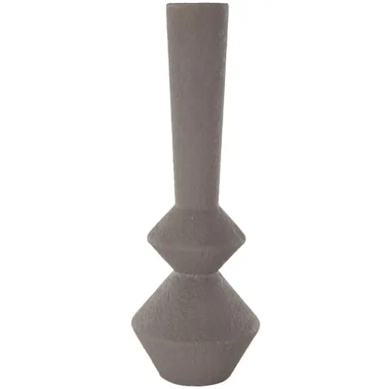 24.75" Dark Gray Metal Art Deco Fluted Decorative Vase {1}