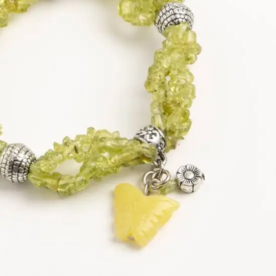 John Bead New Jade Peridot 4-Strand Bracelet with Jade Butterfly Charm {3}