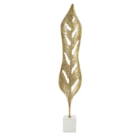 43" Gold Metal Leaf Tall Textured Cutout Sculpture {4}