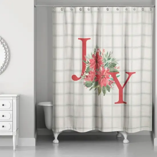 Joy Poinsettia Shower Curtain {3}