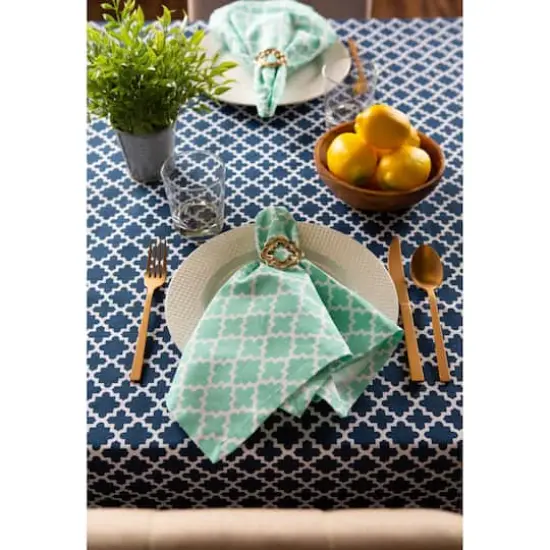 Nautical Blue Lattice Tablecloth 60" x 84" {5}