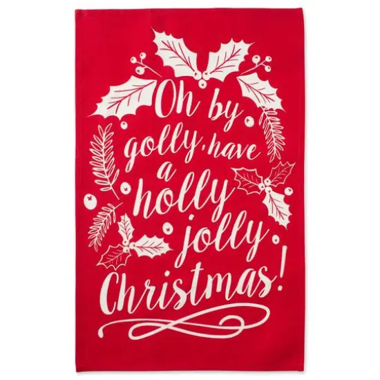 DII&reg; Red & Green Boughs Of Holly Dishtowel Set {5}