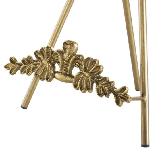 Gold Metal Arched Foldable Display Easel with Vine Emblem Set {9}