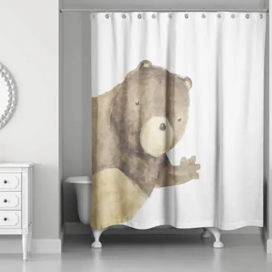 Hullo Bear Waving 71" x 74" Shower Curtain {1}