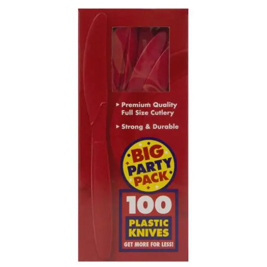 JAM Paper Premium Plastic Knives, 100ct. Red {3}